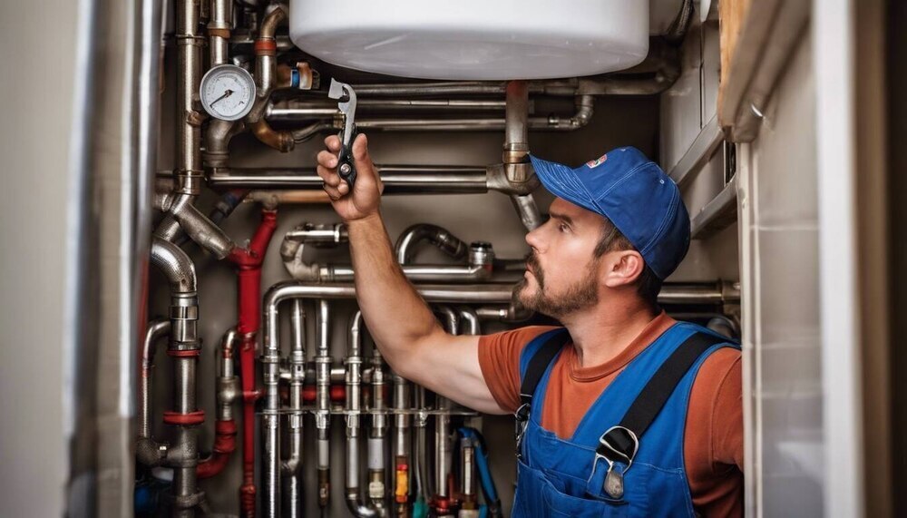 Plumber Installing A New Energy Efficient Water Heater Boerne